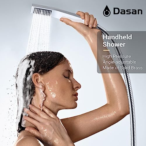 Sistema completo de ducha de pared DASAN con 6 chorros corporales, ducha lluvia de 12 pulgadas y ducha de mano, acabado cromado, modelo SA-SS03ACH-S12W miniatura 5