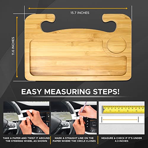 Image of EcoNour 2 in 1 Car Steering Wheel Desk | Lap Desk for Convenient Working | Bamboo Trays for Eating | Interior Accessories for Truck Drivers | Lightweight Wooden Tray with Easy Storage