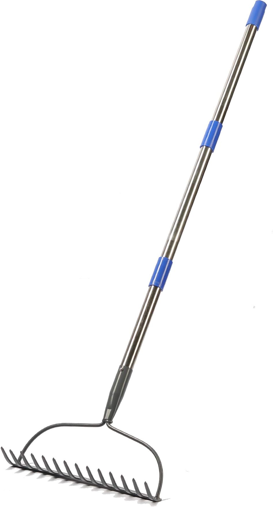 Garden Rake, 5 FT Metal Rake for Lawns Level Head Rake