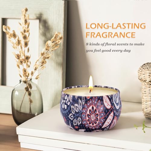 Candle Gifts for Women 8 Pack Scented Candles Gift Basket for Her Mom Sister Friend 180Hours Aromatherapy Candles Set Gift Ideas Soy Wax Candle for Birthday Valentines Mother's Day (with Wooden Pad) - Image 3