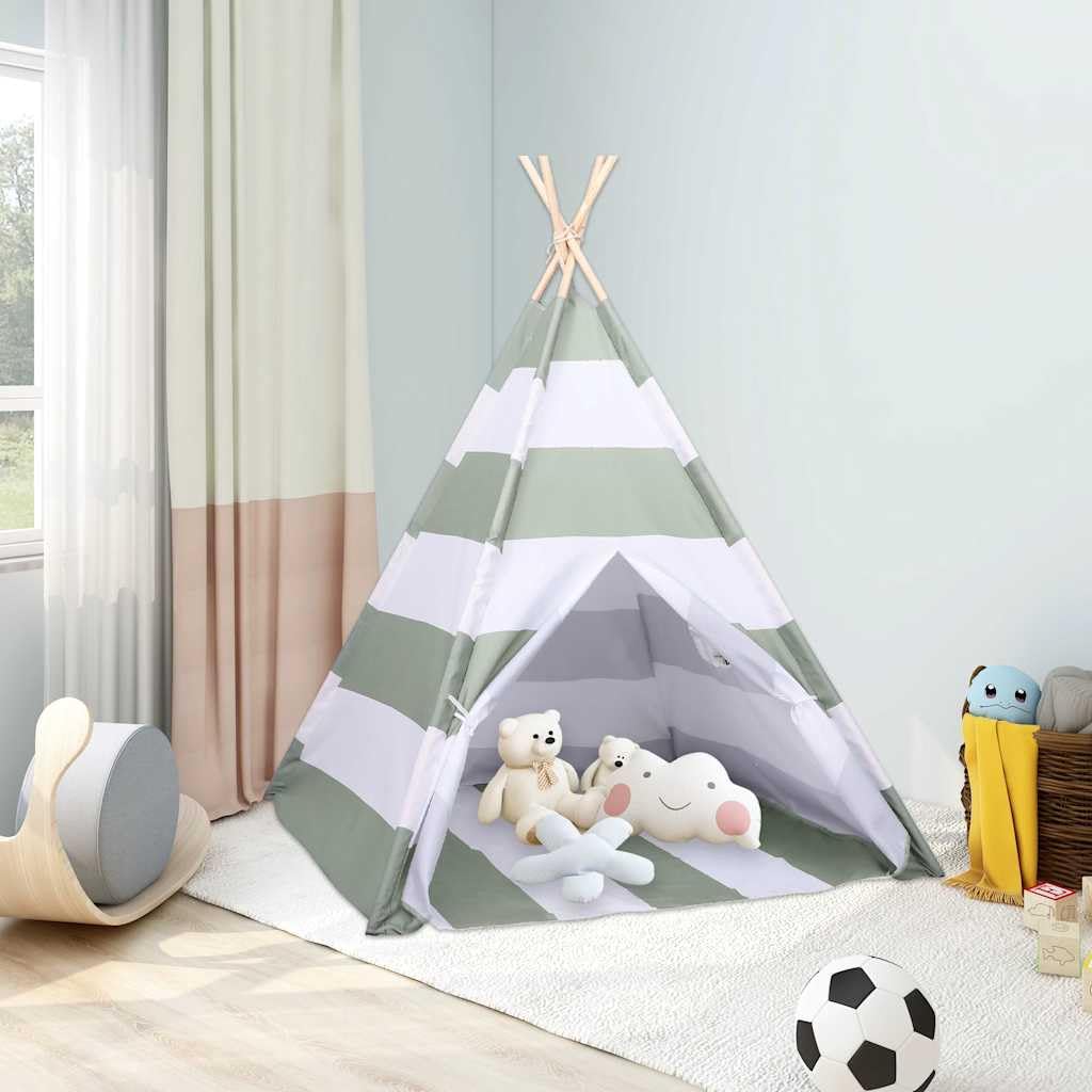 Mangloder Kindertent Grau Weiß 120 x 120 x 150 cm Massivholz Kiefer Faltbares Spielzelt für Kinderzimmer Garten Outdoor mit Tragetasche, stabiles Kinderversteck, ideal für Rollenspiele