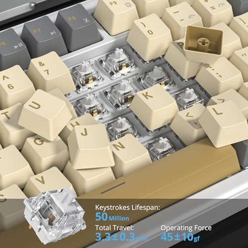 Image of 75% Brown Creamy Mechanical Keyboard Wired, Creamy Sound Gasket Gaming Thocky Keyboard with Knob, Hot Swappable RGB Custom Keyboard, Pre-lubed Cream Switch Keyboard (82 Caramel)