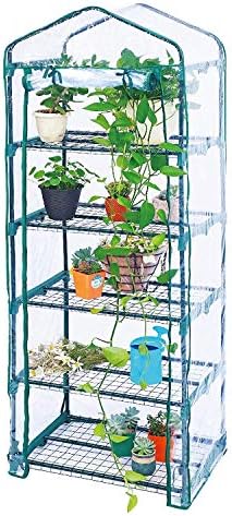 Worth Garden 5 Tier Mini Greenhouse - 75'' H x 27'' L x 19'' W - Sturdy Portable Gardening Shelves with PVC Cover - Small Porch Green House for Growing Plants Flowers Indoor & Outdoor