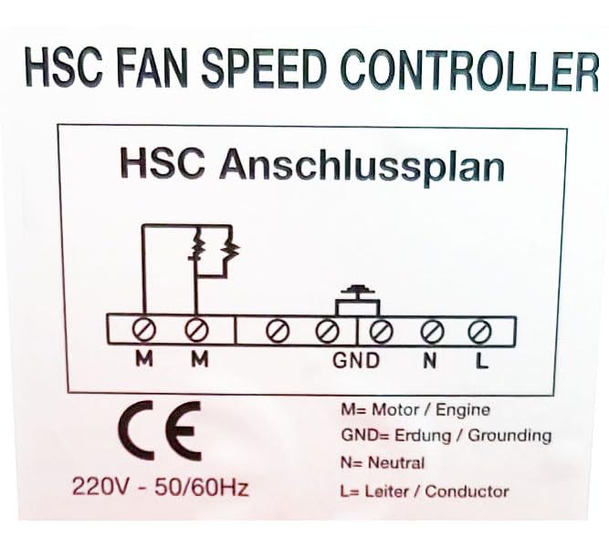 BNG HSC 5A - Regolatore di velocità industriale, 1100 Watt, controllo della velocità per ventilatore, ventilatore, ventola, ventilatori, 230 V, regolatore di tensione, motore, dimmer 230 Volt