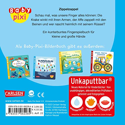 Baby Pixi (unkaputtbar) 113: Zippelzappel Trippeltrappel: Mein erstes Fingerspielbuch | Ein Baby-Buch mit Gucklöchern ab 12 Monaten (113) Taschenbuch – 24. Februar 2022 - Image 3