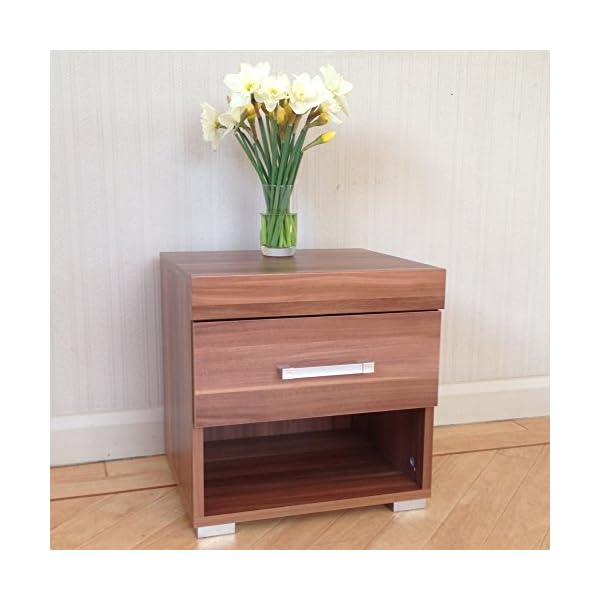 DRP Trading 3 Piece Walnut Effect Bedroom Furniture Set! Wardrobe, 4 Drawer Chest, 1 Draw Bedside Table - Image 10