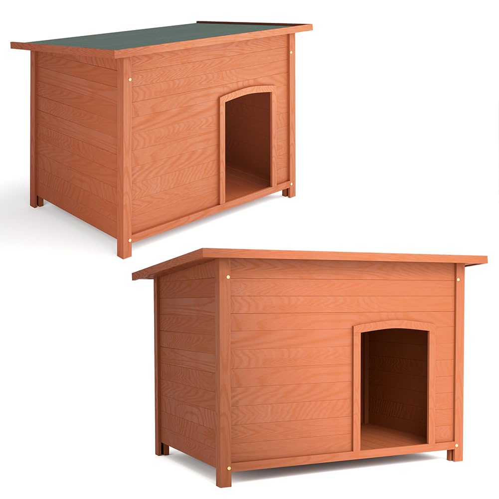 BAKAJI Cuccia per Animali Domestici in Legno, Casetta per Cani e Gatti con Tetto Apribile, Casa da Esterno ed Interno Resistente Intemperie e Agenti Atmosferici con Tettoia Asfaltata, 116 x 79 x 81 cm