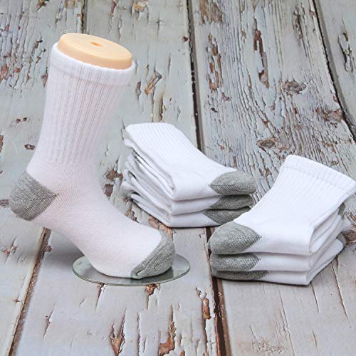 Cooraby 15 Pack Boys' Crew Socks Classics Ribbed Support Athletic Kids Socks (White & Gray, 6-8 Years) #TOP3