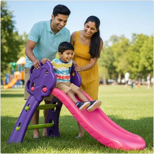 Image of Toyzone Tree Slide (Purple & Pink) for Kids| Baby Play Slide | Indoor & Outdoor Kids Slide | Easy Assembly | Safe Rounded Design|BIS Certified | Made in India | Kids Slide for 2-6 Years, Upto 70 kgs