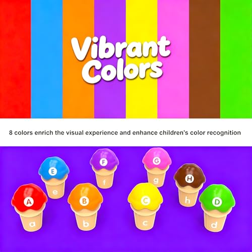 Image of Ice Cream Alphabet Cones Matching Toy,ABC Letter Matching and Color Sorting Learning Educational Game with Word List Uppercase Lowercase Recognition,Preschool Montessori Activities for Kids 3+