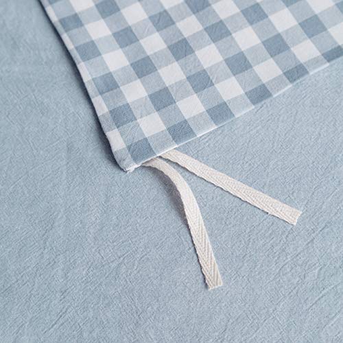 Susybao Light Blue Gingham Duvet Cover Queen 100% Washed Cotton Blue Plaid Duvet Cover Set 3 Pieces 1 Blue Grid Duvet Cover With Zipper Ties 2 Pillow Cases Luxury Gingham Plaid Bedding Set Breathable #TOP3
