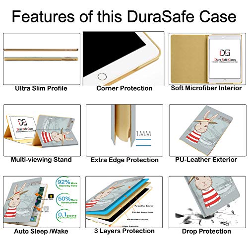 Image of DuraSafe Cases for iPad Mini 7.9 Inch 3rd 2nd 1st Gen [ Mini 3 Mini 2 Mini 1 ] A1599 A1489 A1432 A1599 A1489 A1432 MGNR2HN /A Ultra Slim Printed Smart PU Leather Flip Folio Book Cover - Bunny Hat
