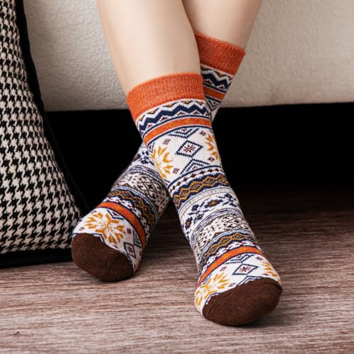 Image of Premillow Wool Socks for Women - Womens Wool Socks Winter Sock for Women Men Warm Thick Knit Soft Vintage Casual Crew Sock