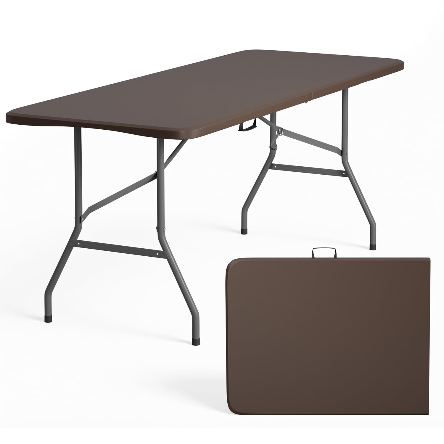 FDW | 6FT Folding Table | Brown | Portable Plastic Table