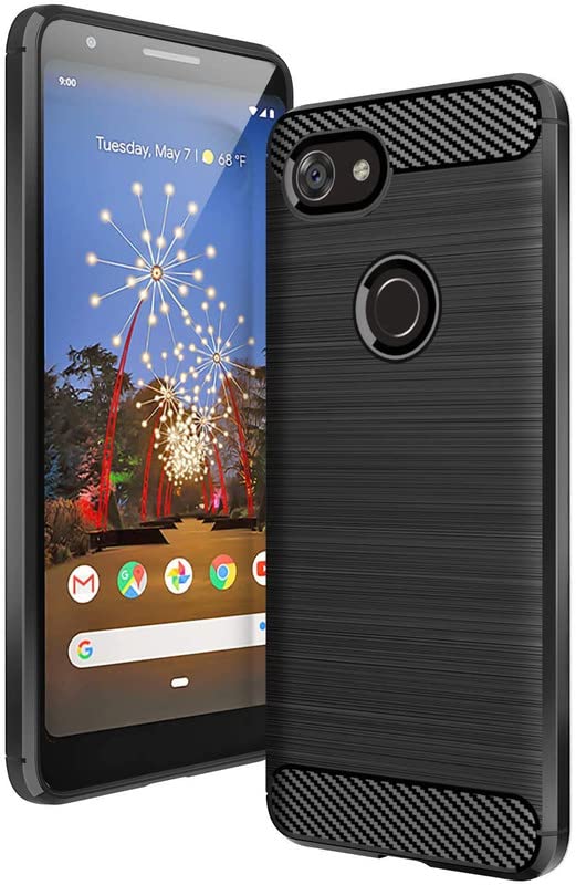 Image of NPRC Hybrid Ultra Slim Protective Case TPU Non-Slip Carbon Fiber Texture Shockproof Case Cover for Google Pixel 3A XL - Black