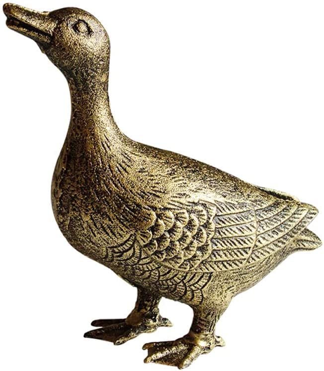 TentHome Cute Ducks Statue Home Decor Cast Iron Ornaments for Indoor/Outdoor Decoration,Such As Living Room, Yard, Garden, Cabinets (Gold-L)