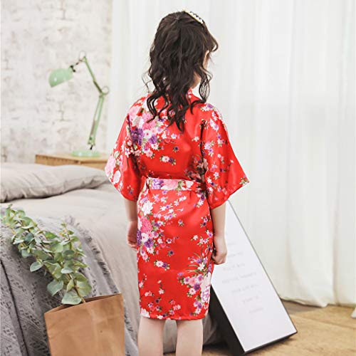 Little Girls Silk Kimono Robe Flower Nightgown Kids Satin 𝐏ajamas Dress Toddler Girls Robe Cardigan for Birthday2
