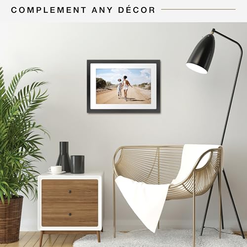 MCS Studio Gallery 14x20 Matted Poster Frame with 11x17 Picture Display, Black Woodgrain Vertical & Horizontal Wall Hanging Large Picture Frame for Photos, Posters & Art Prints (1-Pack)