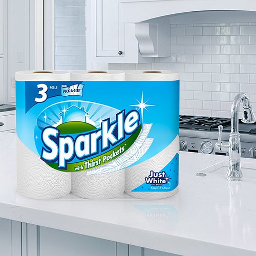 Sparkle Paper Towels, 18 Double Rolls, White, Pick-a-Size Sheets - Thumbnail 6