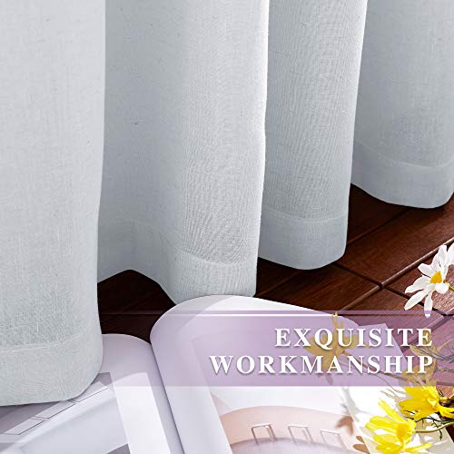 NICETOWN Linen Sheer Mist Grey Curtains for Windows 84 inches Length, Grommet Solid Semi Sheer Linen Drapes Privacy with Light Filtering for Living Room/Bedroom, W52 x L84, 2 Panels