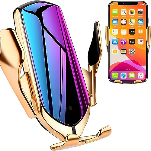 Retoo Soporte inalámbrico para teléfono móvil con Cargador de Coche Qi de Carga rápida de 10 W con inducción de función de Carga, Soporte para teléfono móvil de Coche, estación de Carga, Cargador