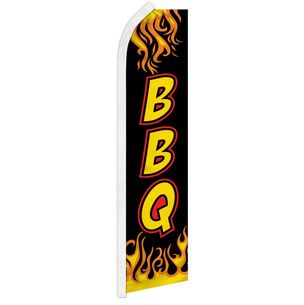 BBQ Black Swooper Feather Flag - Great for Restaurants, Fairs, and Markets
