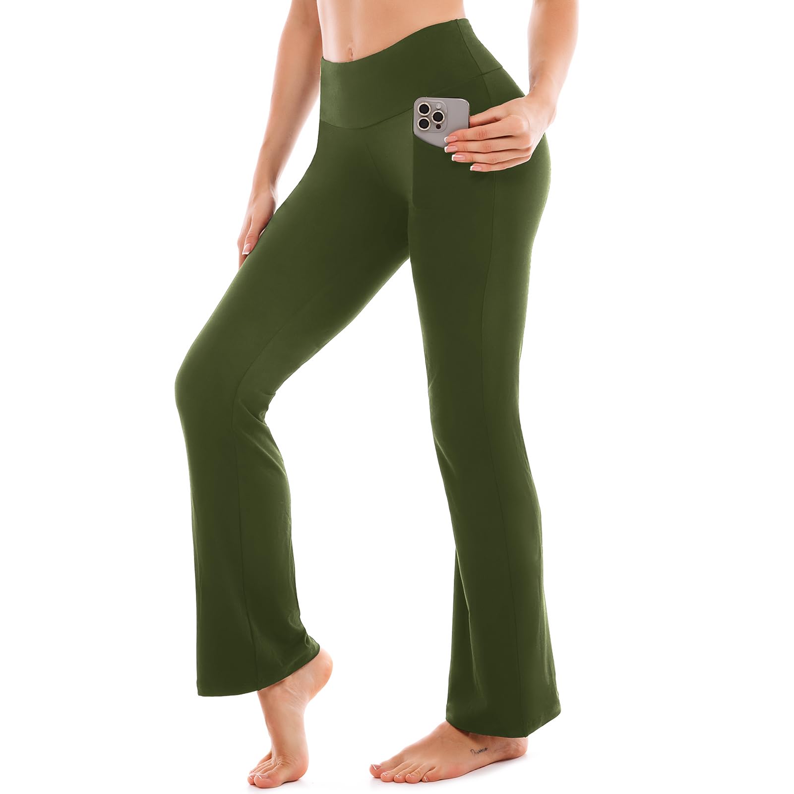 SINOPHANT Yoga Pants for Women Flared Leggings High Waisted Bootcut Trousers Womens Gym Wide Leg Workout Stretchy — view 7