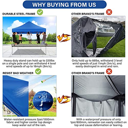 Image of COBIZI 10x20 Pop Up Canopy Tent with 6 Sidewall,Heavy Duty Canopy,Blue Gray