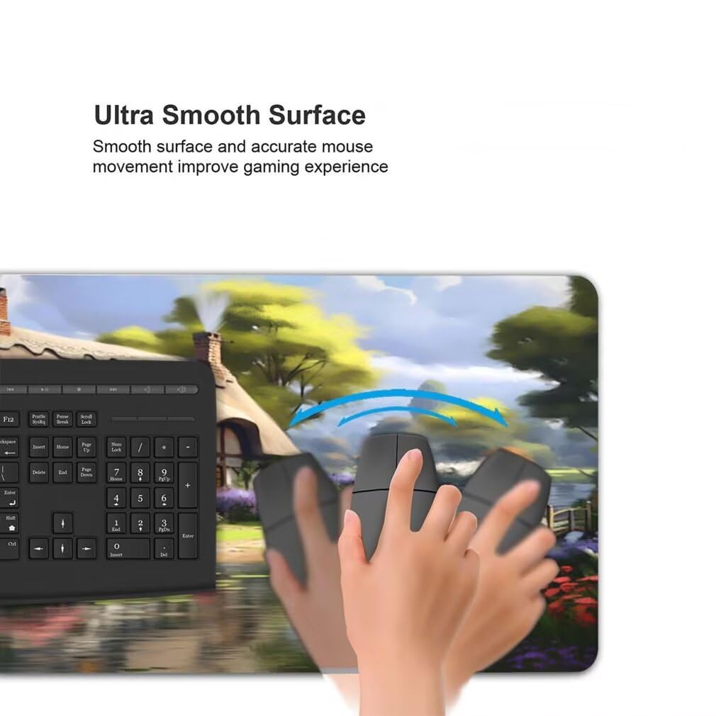 Tappetino Mouse XXL 1000x500mm Casa da Favola Grande Mouse Pad, Tappetino Scrivania con Bordi Cuciti, Grande Mousepad Gaming con Base Antiscivolo per Giocatori, Ufficio e Casa (Fiume) -MP1550
