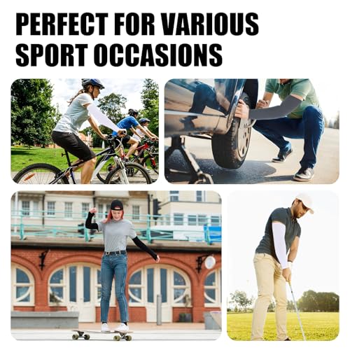 CIATBYYJ 4Pairs Arm Sleeves, Thinly UV Sun Protection Cooling Arm Compression Sleeves for Men, Outdoor Sport Breathable Elastic Ice Sleeve Basketball Arm Sleeves for Adult - Image 4