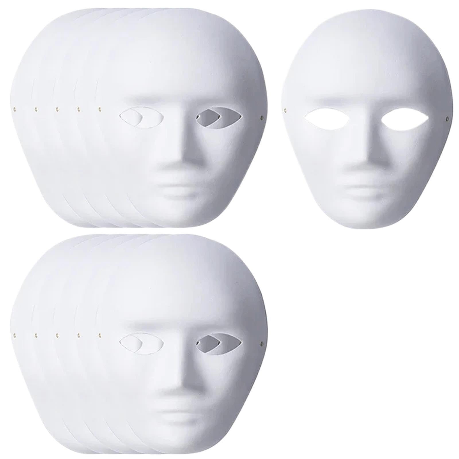 Vollgesichtsmaske aus Papier, 1–10 Stück, blanko, weiß, for Selbermachen