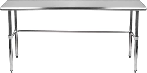 Mesa de trabajo de acero inoxidable de base abierta con galvanizado