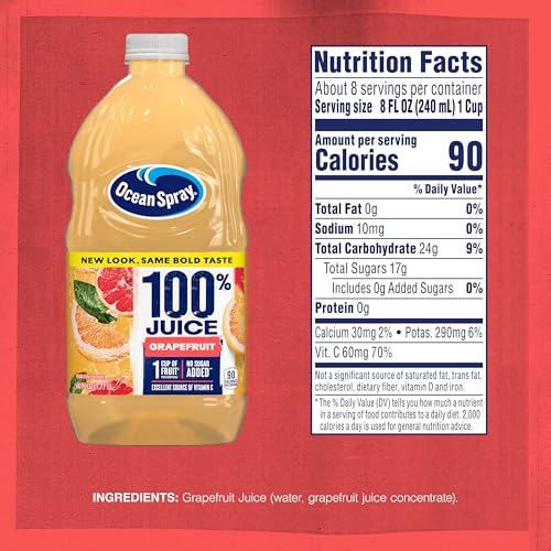 Image of Ocean Spray Juice, 100% Grapefruit, 60 Ounce (Pack of 8)