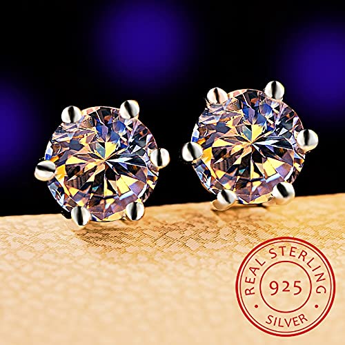 Boucles d'oreilles argent sterling de prestige et zircone taillée à 6 griffes - 3