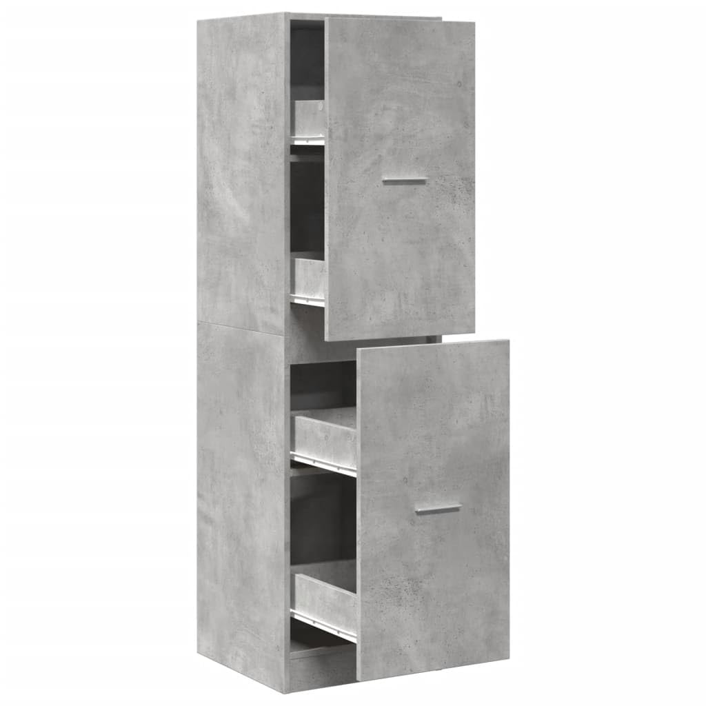 Armario farmacéutico gris hormigón 40 x 41 x 144,5 cm de material de madera con armario extraíble y rieles metálicos para organización de espacio de almacenamiento