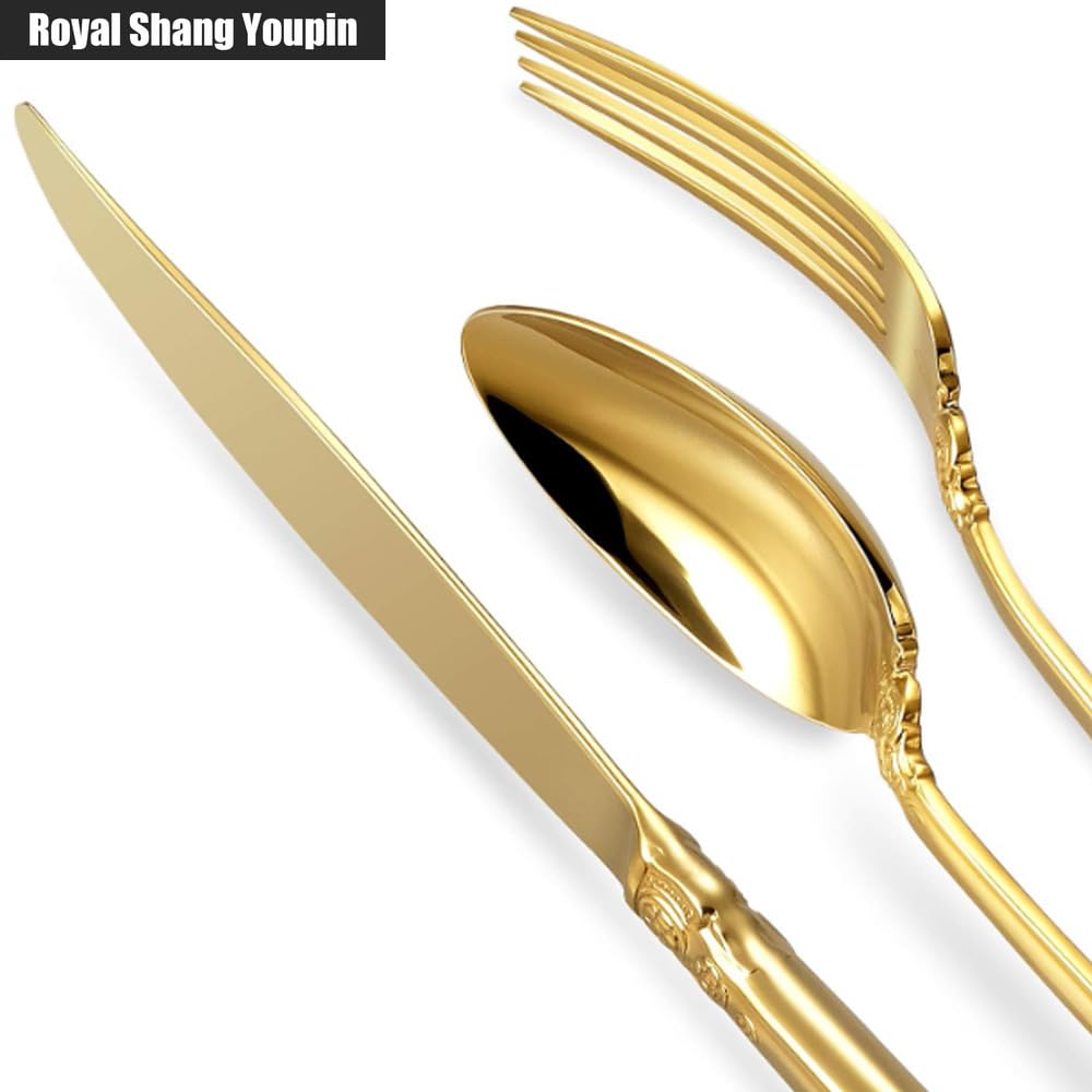 Set di posate in acciaio inox goffrato, 20 pezzi, eleganti posate per bistecca, forchette, cucchiai e dessert, resistenti, lavabili in lavastoviglie, per cucina e sala da pranzo