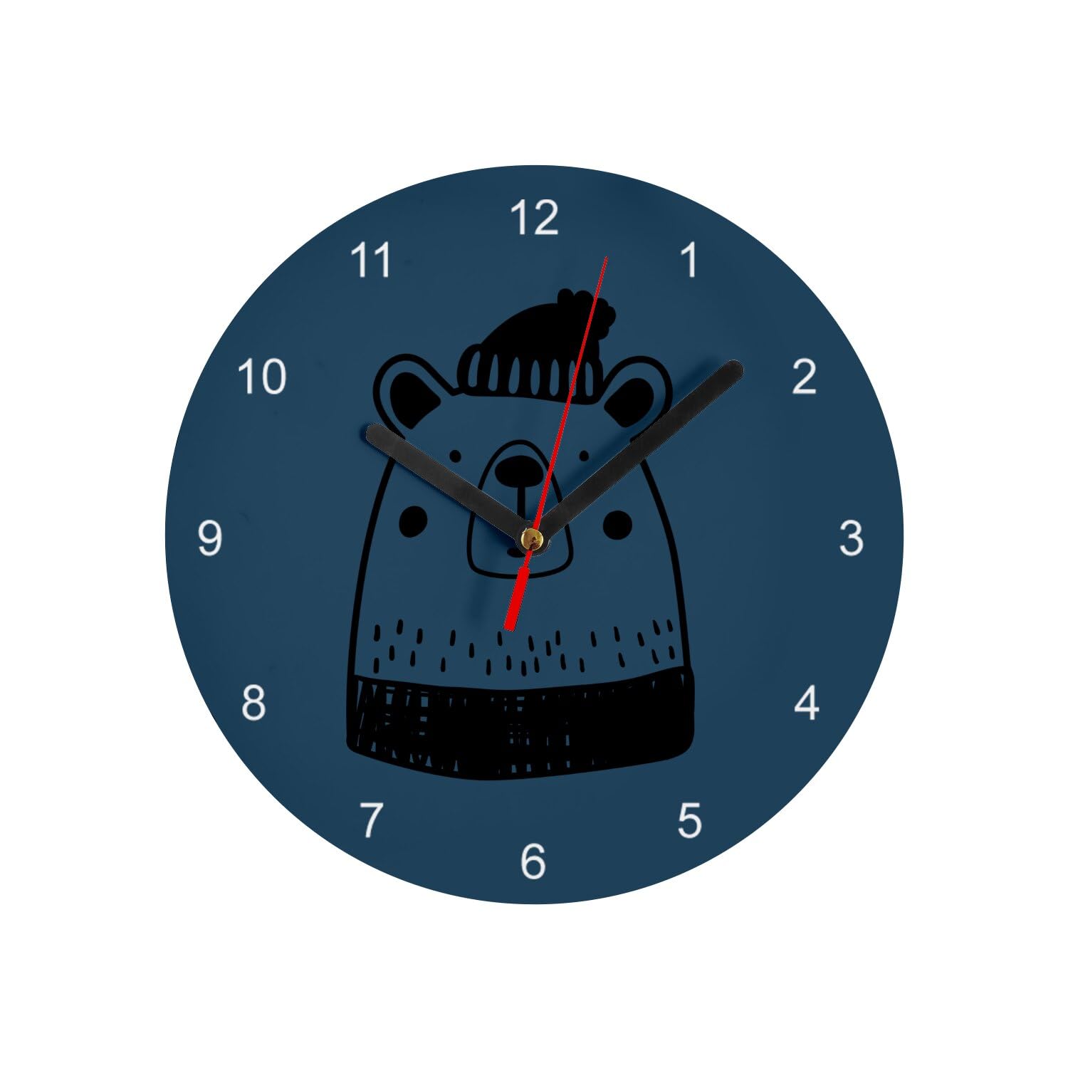 Horloge murale en verre ours bleu pour habiller un mur vide avec originalité