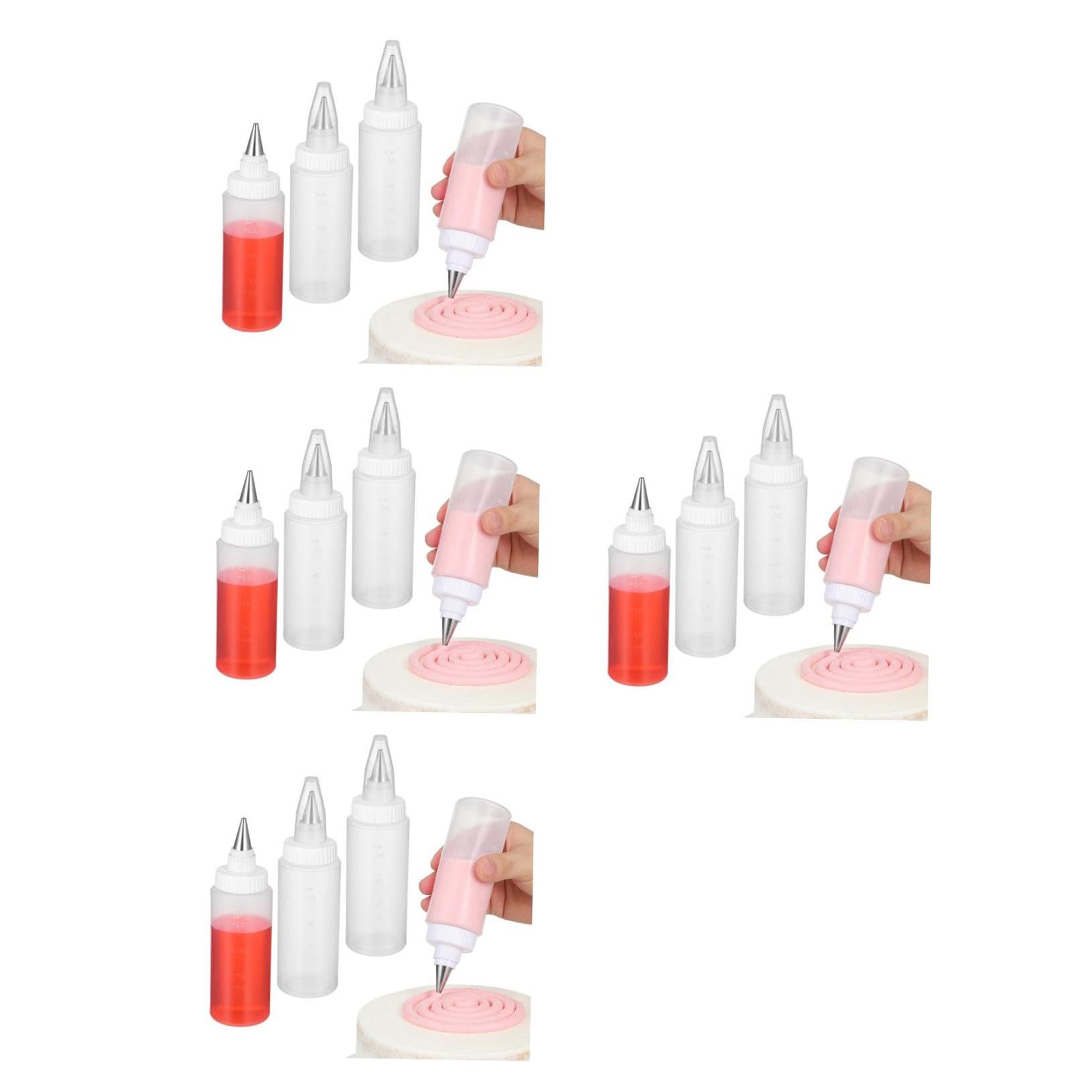 BESTonZON 16piezas Botellas Exprimibles Transparentes Para Decorar Pasteles Para Glaseado De Galletas y Salsas Repostería