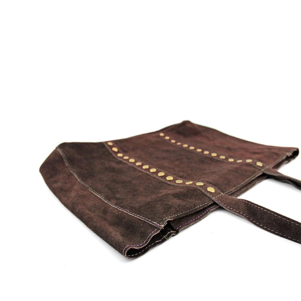 MODELISA - Bolso Hombro Antelina Shopper Casual Tachuelas Mujer
