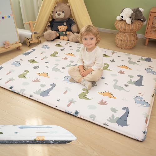 Image of 1.5'' Thick Play Mat, 71x59 Memory Foam Play Mat for Baby, Dinosaur
