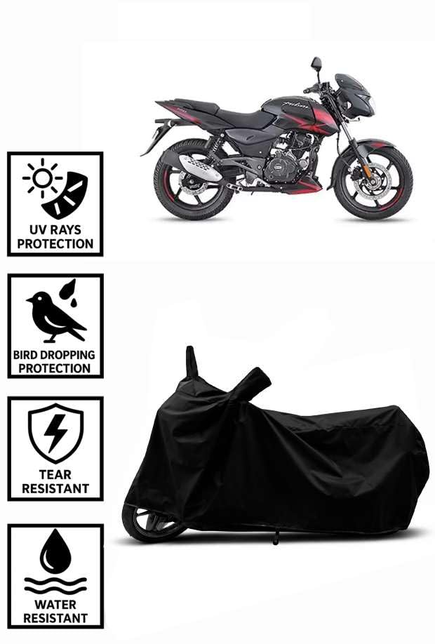 Image of Heavy Duty Waterproof Scooty & Bike Cover for Bajaj Pulsar 180 - UV Resistant, Dustproof & Rain Protection, All-Weather Outdoor Cover for Bikes & Scooty with Buckle Straps