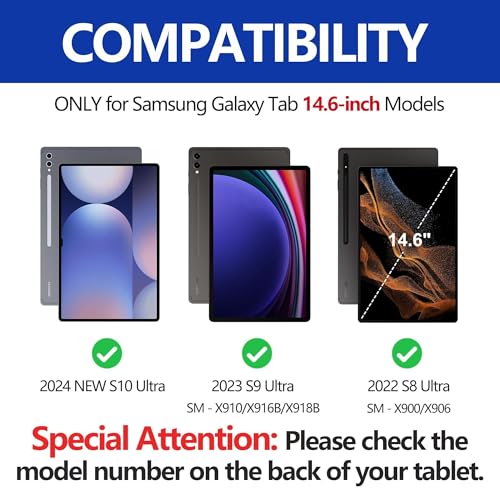 Image of Keyboard Case for Samsung Galaxy Tab S10 Ultra / S9 Ultra / S8 Ultra 14.6 inch, Smart Magnetic Detachable Wireless Bluetooth Keyboard, Slim Protective Folio Case with S Pen Holder, Auto Sleep /Wake, 6