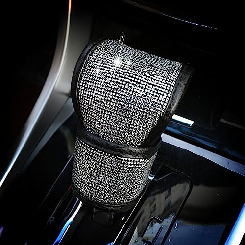 LCWLJL Bling Bling Auto Gear Shift Knob Cover,Auto Shift Gear Cover with Crystal Glitter Bling Rhinestones,Car Knob Gear Stick Protector (Small White Diamond)