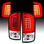 AmeriLite for 2002-2006 Dodge Ram 1500 2003-06 Ram 2500 3500 Pickup Clear Red C-Type LED Tube Replacement Tail Lights Brake Lamps Pair - Driver and Passenger Side