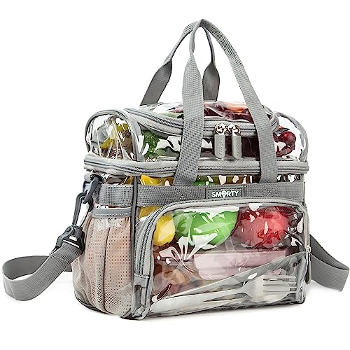 J.CARP Clear Lunch Tote Heavy Duty Stadium Bag Approved Durable Crossbody for Sports Events Concerts Work College (Medium 12 x 6 x 12in Grey)