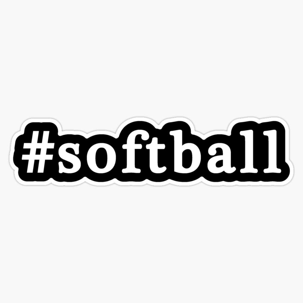 Softball - Hashtag - Black & White Vinyl Waterproof Sticker Decal Car Laptop Wall Window Bumper Sticker 5