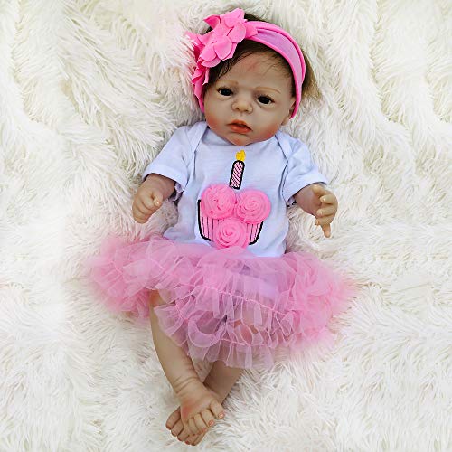 Wamdoll 22 Inch Lifelike Reborn Baby Doll Soft Silicone Vinyl Girl Dolls Washable Kids Gifts Pretty As a Princess