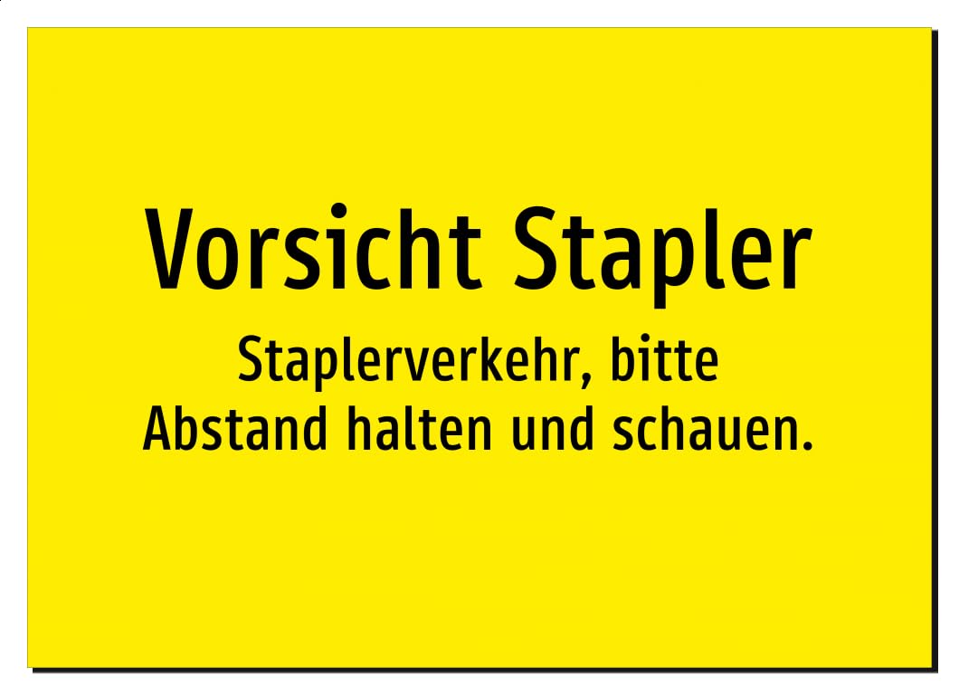 Vorsicht Stapler - Staplerverkehr, bitte Abstand halten und schauen. – Aluminiumschild A2: 594x420mm – Ohne Grafik, nur Text