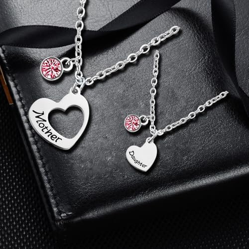 Mother Daughter Heart-Shaped Necklace Set Mother's Day Christmas Birthday Gifts for Mother Daughter3