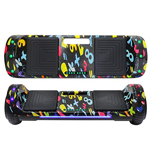 LED Sidelights Bluetooth Speaker Hoverboard Electric Self Balancing Scooter LED Light 6.5 inches Self Balancing Scooter (Cartoon BK)